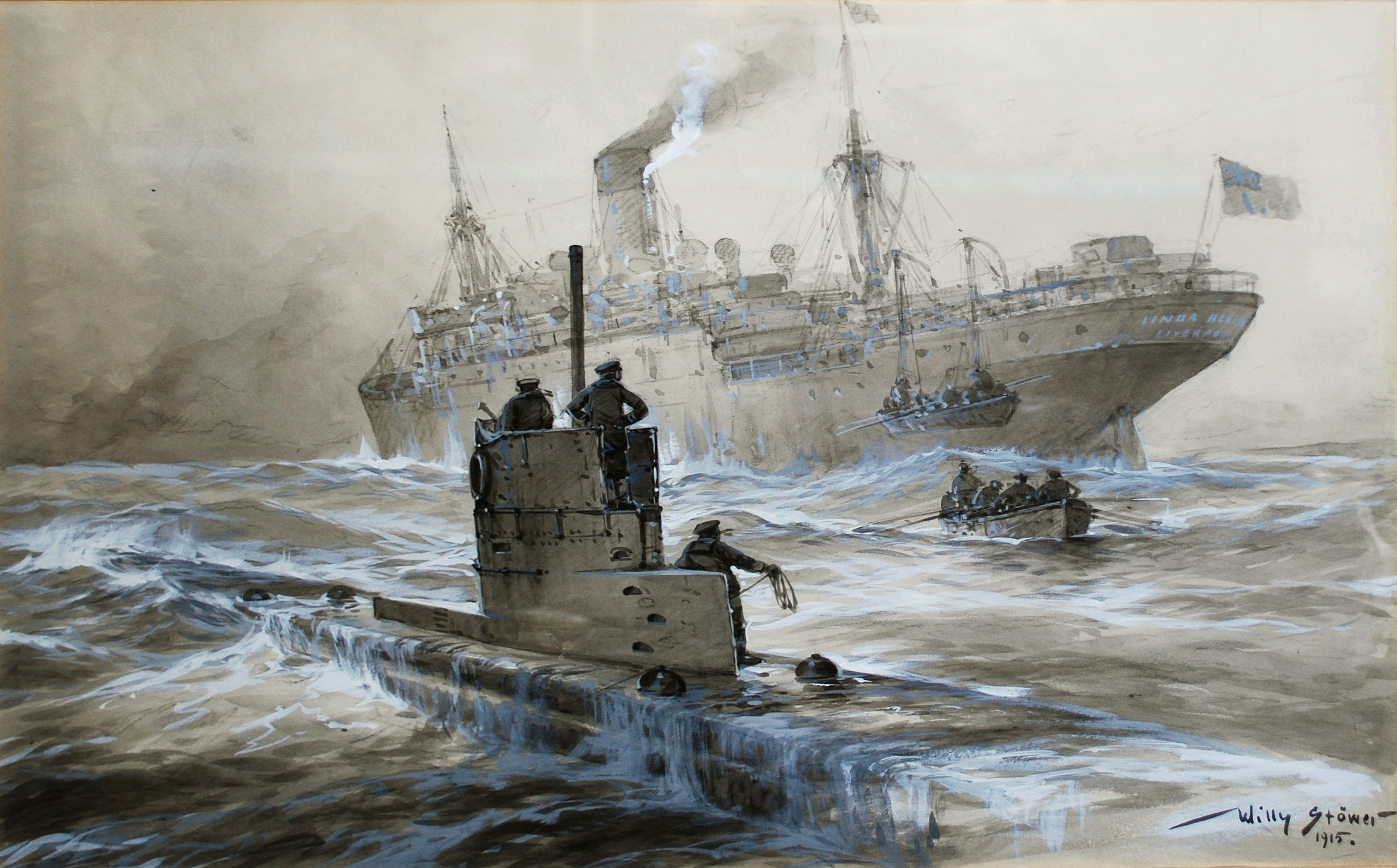 Unrestricted Submarine Warfare Drawing - HD Wallpaper 
