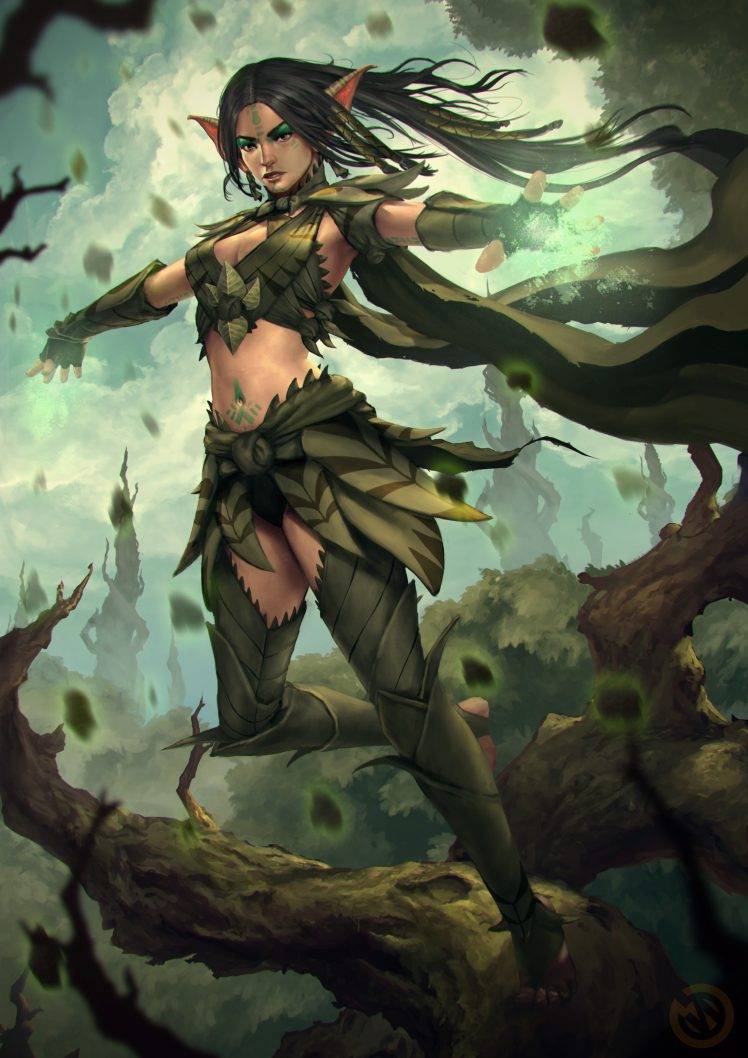 Fantasy Art Female Elf Druid - HD Wallpaper 