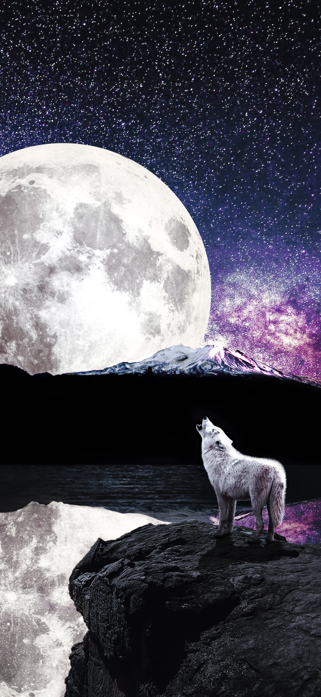 Moon And Wolf Iphone 1125x2436 Wallpaper Teahub Io