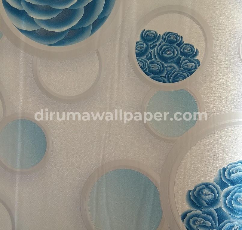 Wallpaper Dinding Bunga Bulat Biru - Floor - HD Wallpaper 