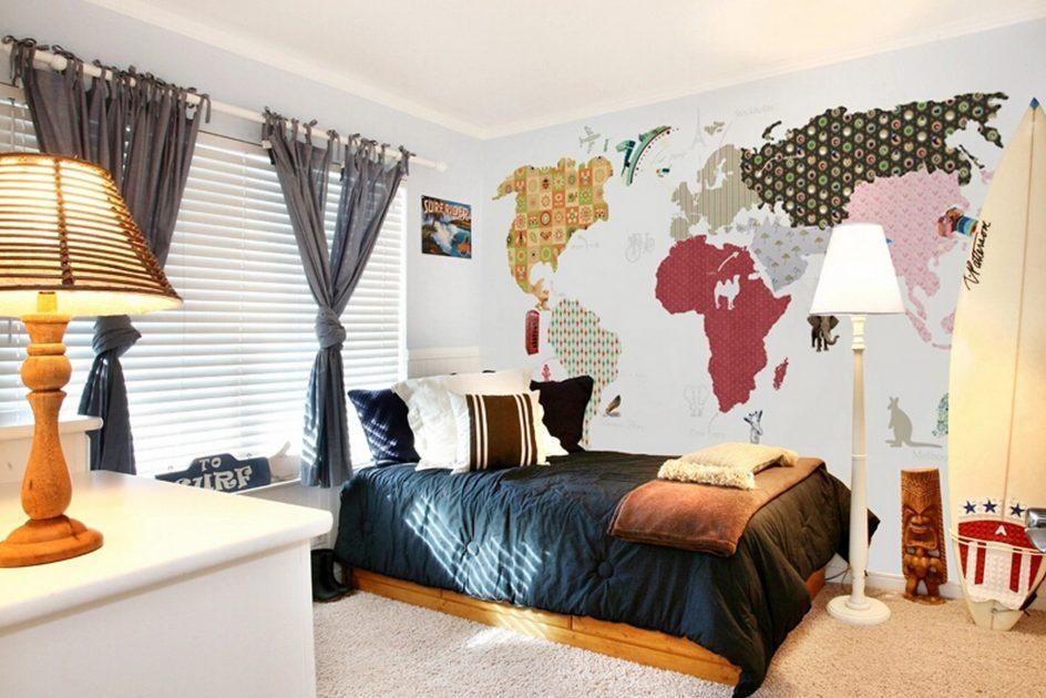 Desain Kamar Tidur Anak - Boys Bedroom Wallpaper Map - HD Wallpaper 