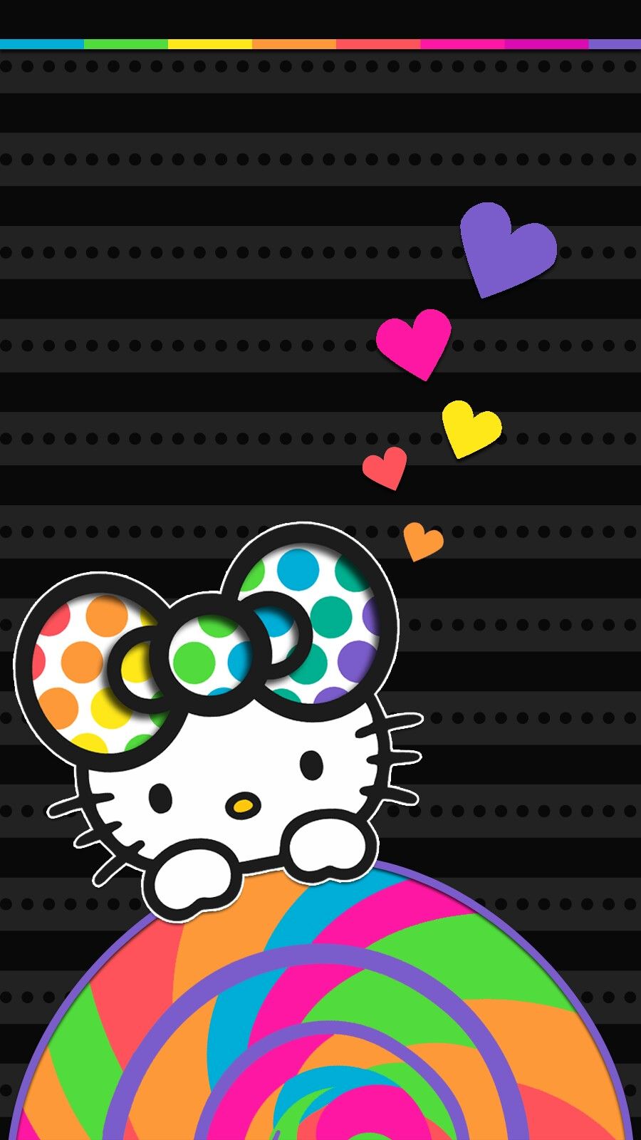 Hello Kitty Rainbow And Black - HD Wallpaper 