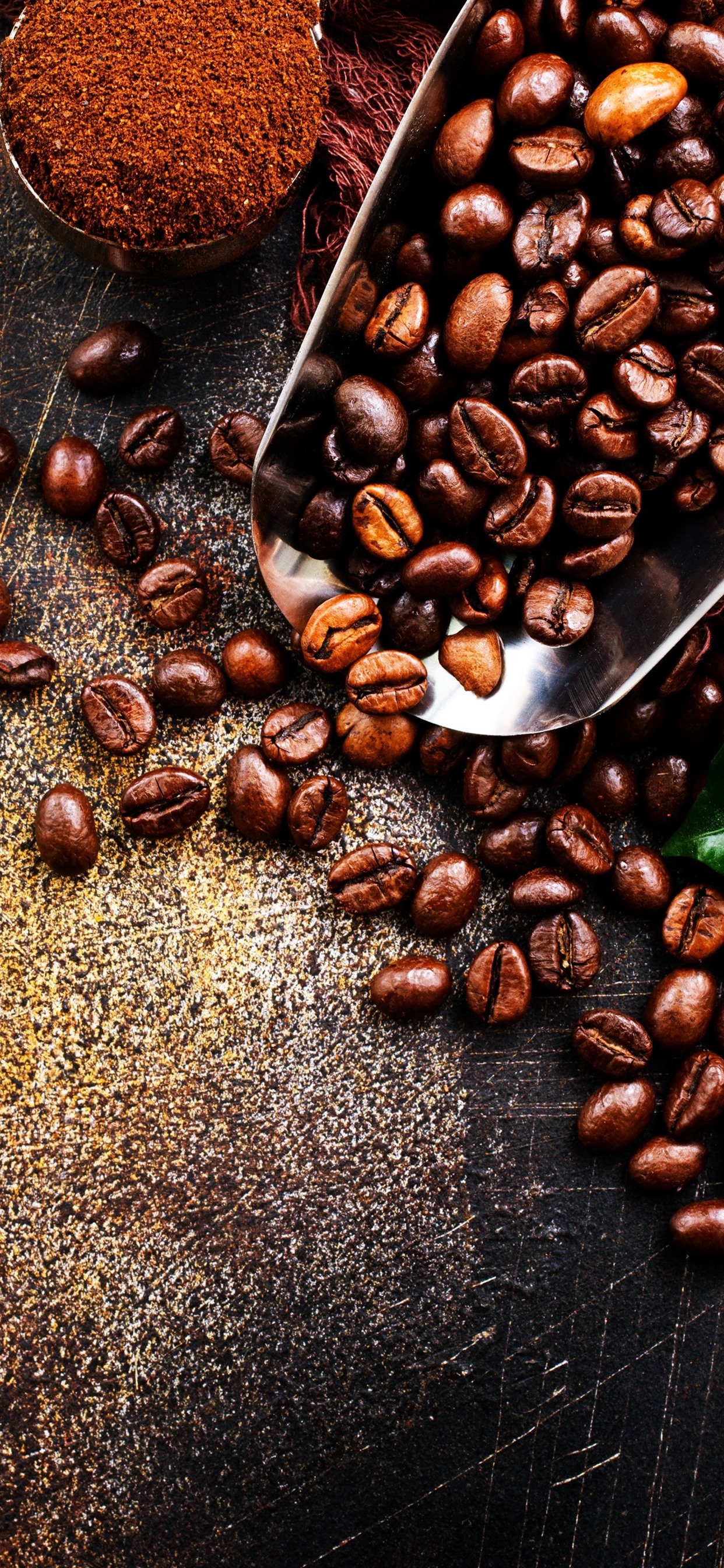 Iphone Wallpaper Coffee Beans, Green Leaf, Powder - Coffee Beans Wallpaper Iphone - HD Wallpaper 