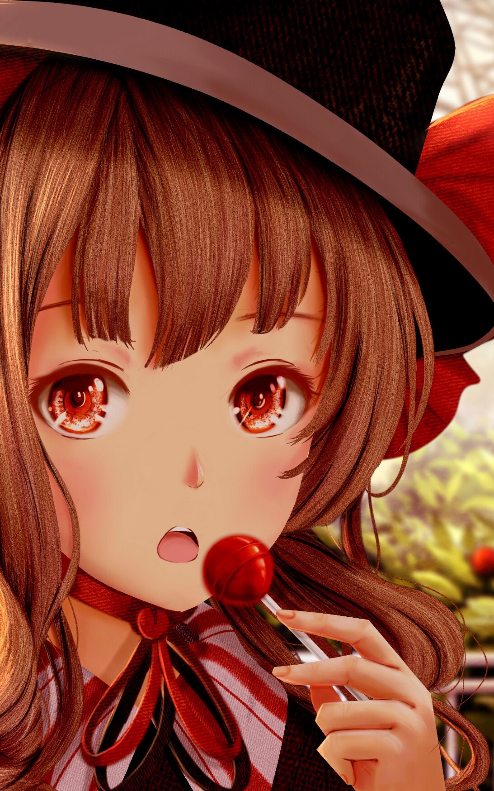 Anime Girl, Semi Realistic, Close-up, Lolipop, Elf - Candy Anime Elf - HD Wallpaper 