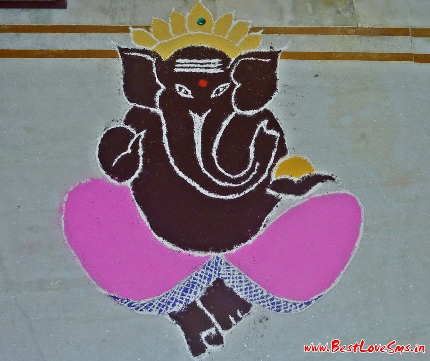 Ganesh Rangoli Design Images Wallpaper Facebook Whatsapp - Craft - HD Wallpaper 