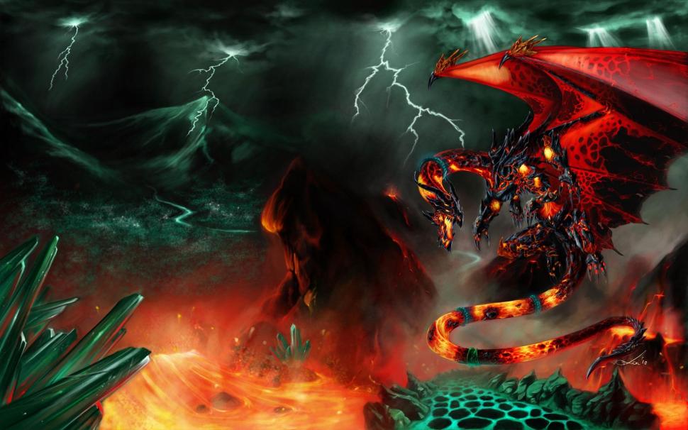 Lava Dragon Wallpaper,dragon Hd Wallpaper,lava Hd Wallpaper,fantasy - Лавовый Дракон - HD Wallpaper 