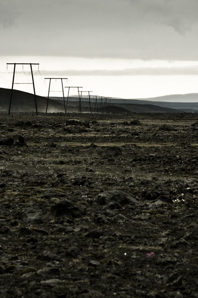 Black Gray Landscapes Lava Mountains - Grass - HD Wallpaper 