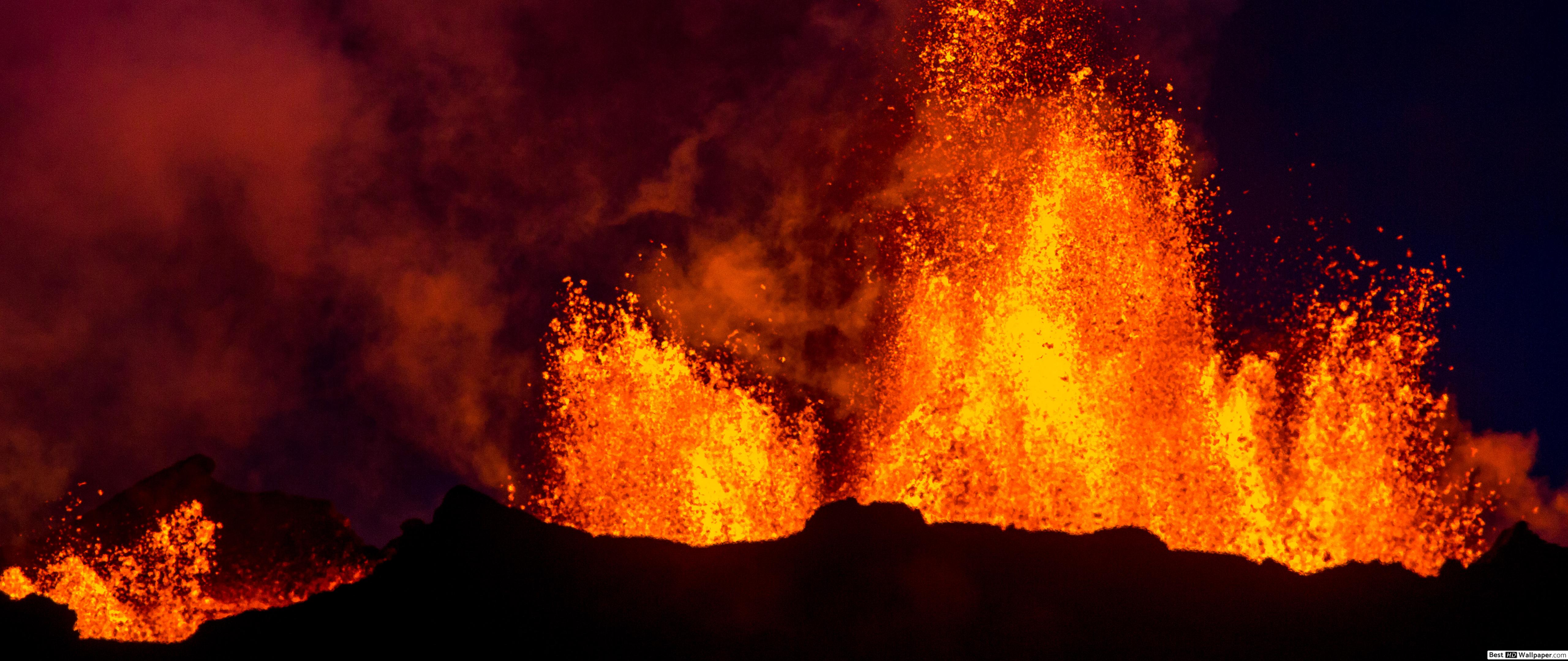 Volcano 3440x1440 Lava - HD Wallpaper 