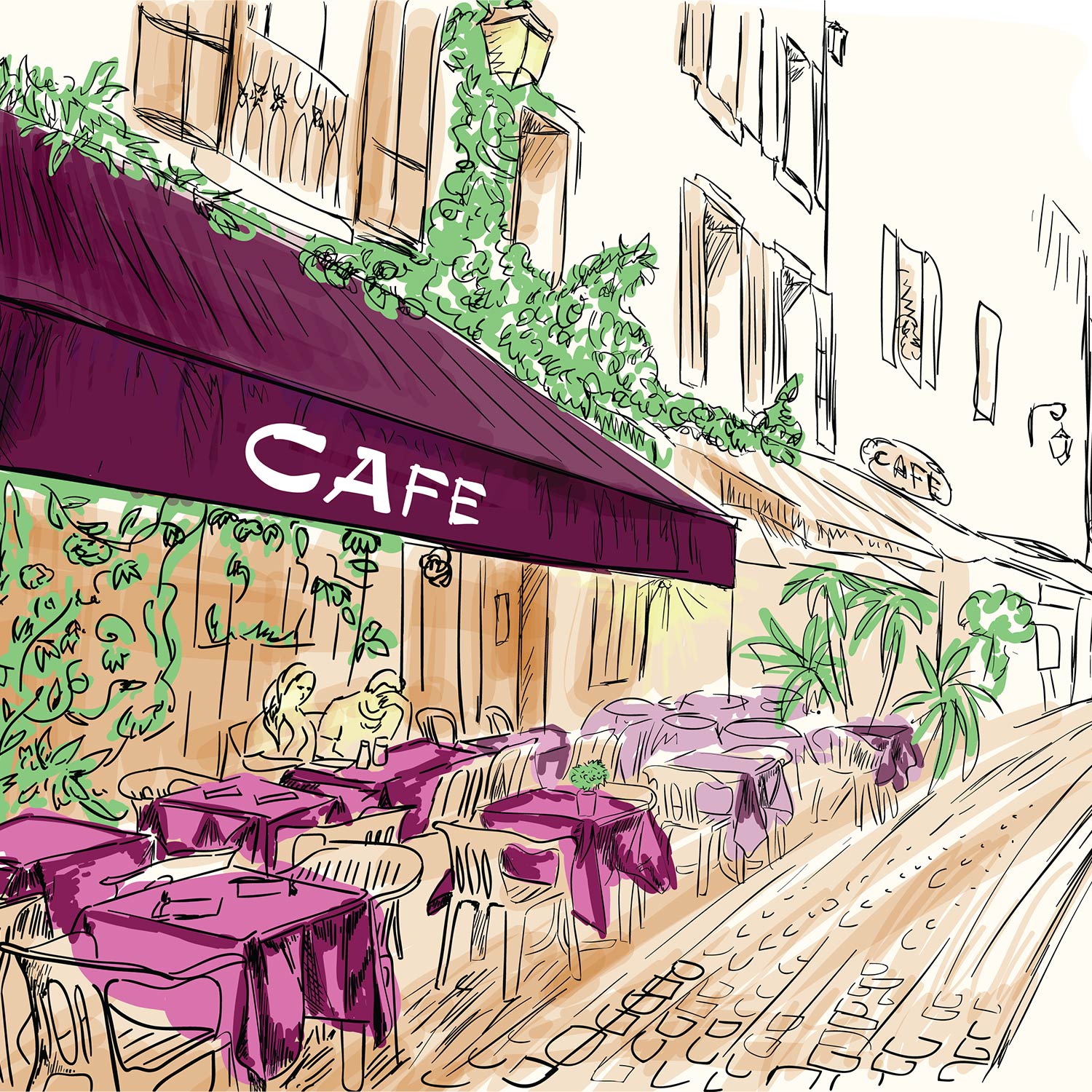 Paris Street Cafe - Hd Wallpapers Texture For Cafeteria - 1500x1500  Wallpaper 