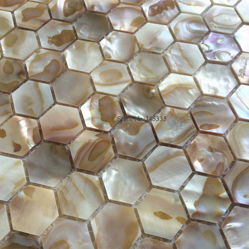 Natural Hexagon Shell Mosaic Tile Mother Of Pearl Kitchen - Kitchen - HD Wallpaper 