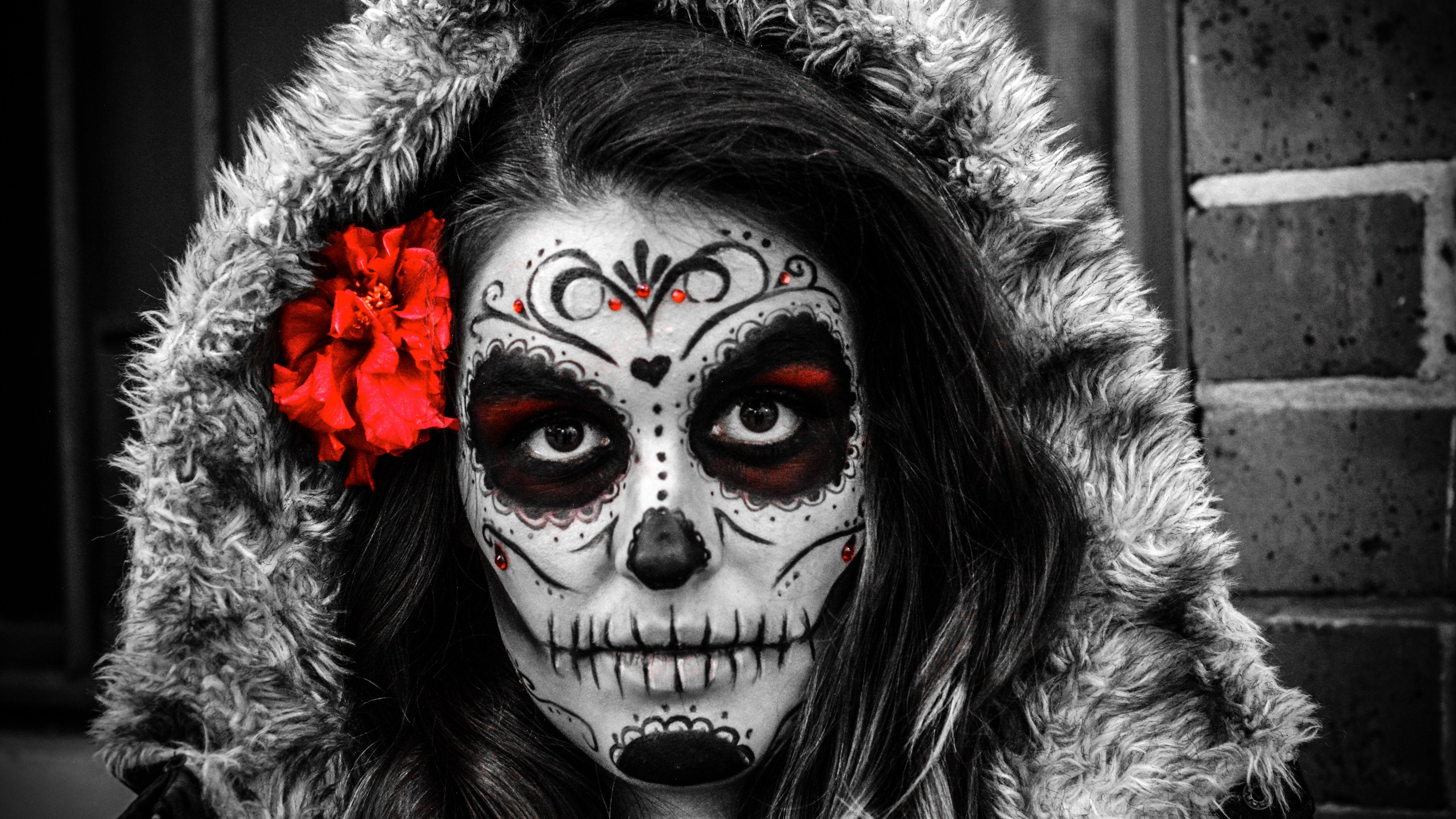 Sugar Skull Iphone Wallpaper - Sugar Skull Wallpaper Girl Skull - HD Wallpaper 