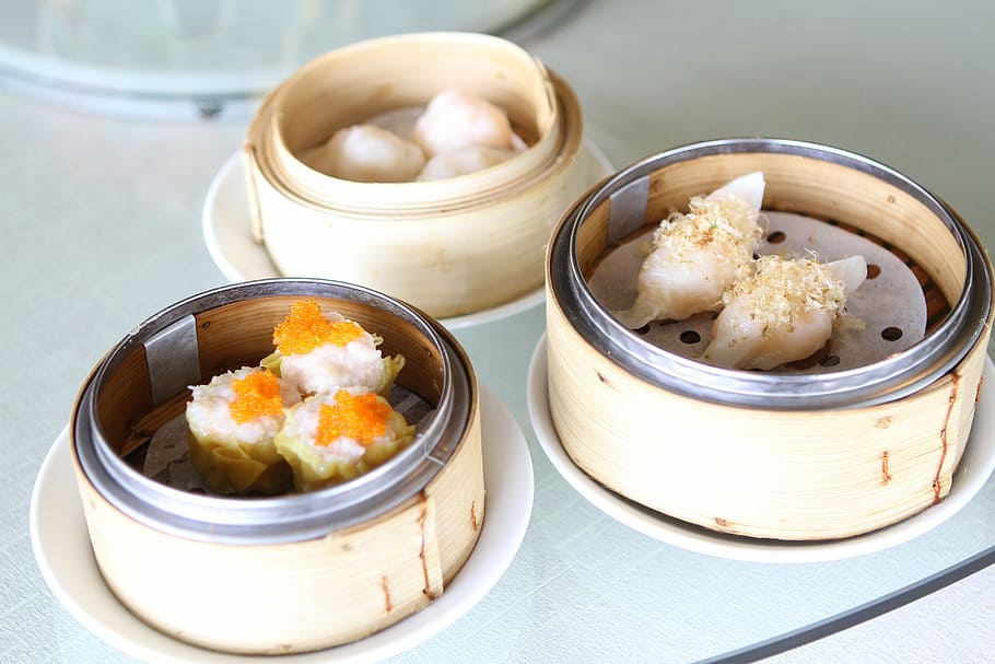 Three Bowls Of Dimsum Dumplings, Dim Sum, Har Gow, - Chinese Traditional Food Culture Dim Sum - HD Wallpaper 