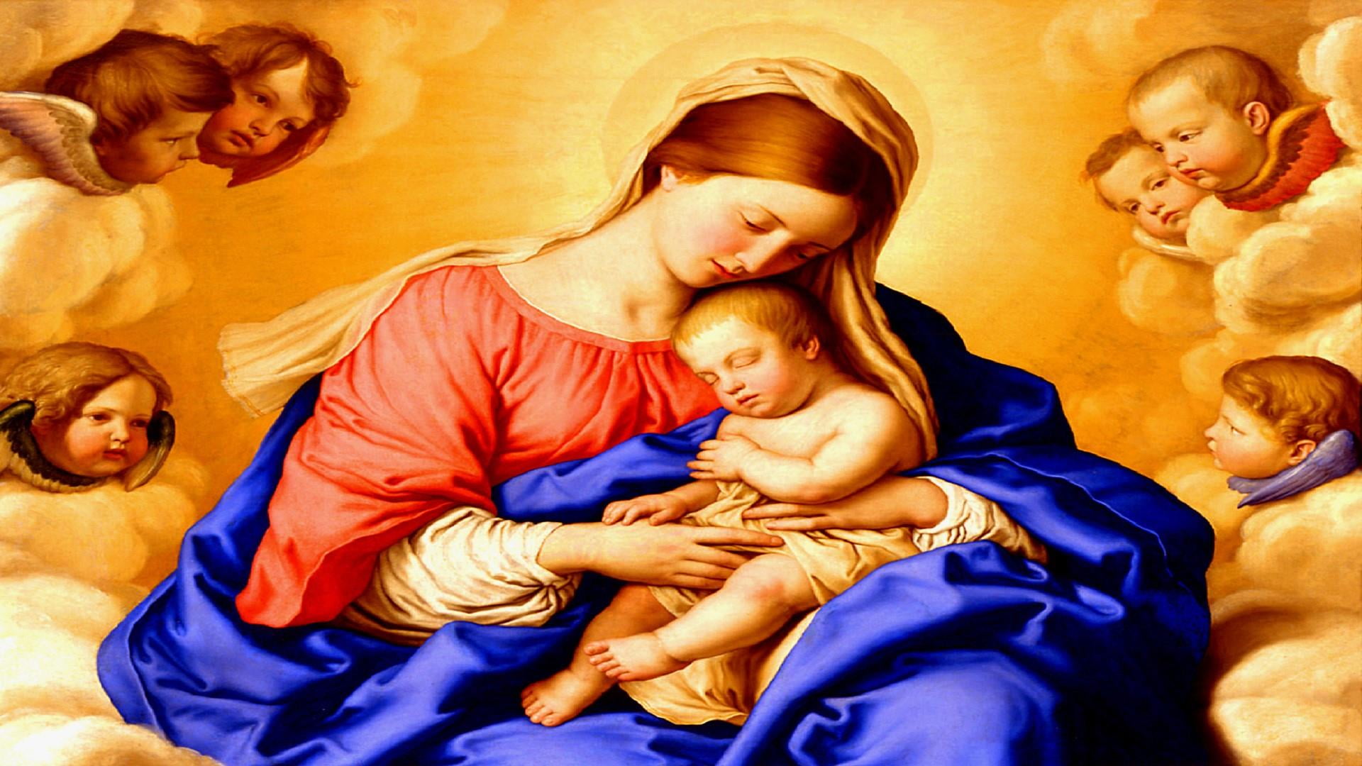 Mother Mary And Jesus - HD Wallpaper 