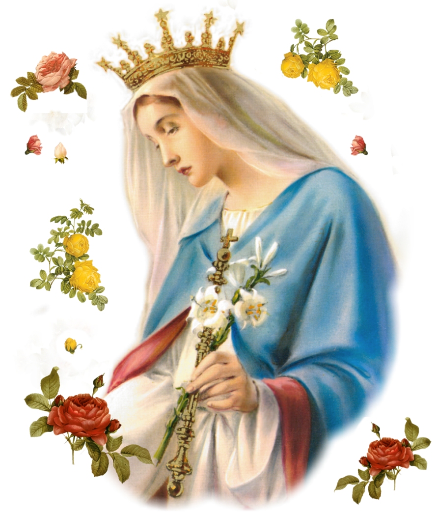 Virgin Mary With Flowers - HD Wallpaper 