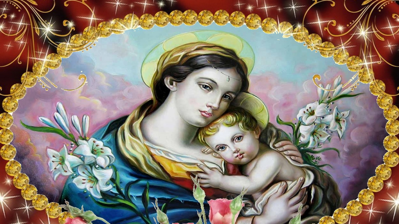 Beautiful 3d Hd Image Of Mother Mary And Baby Jesus - Mythology - 1366x768  Wallpaper 