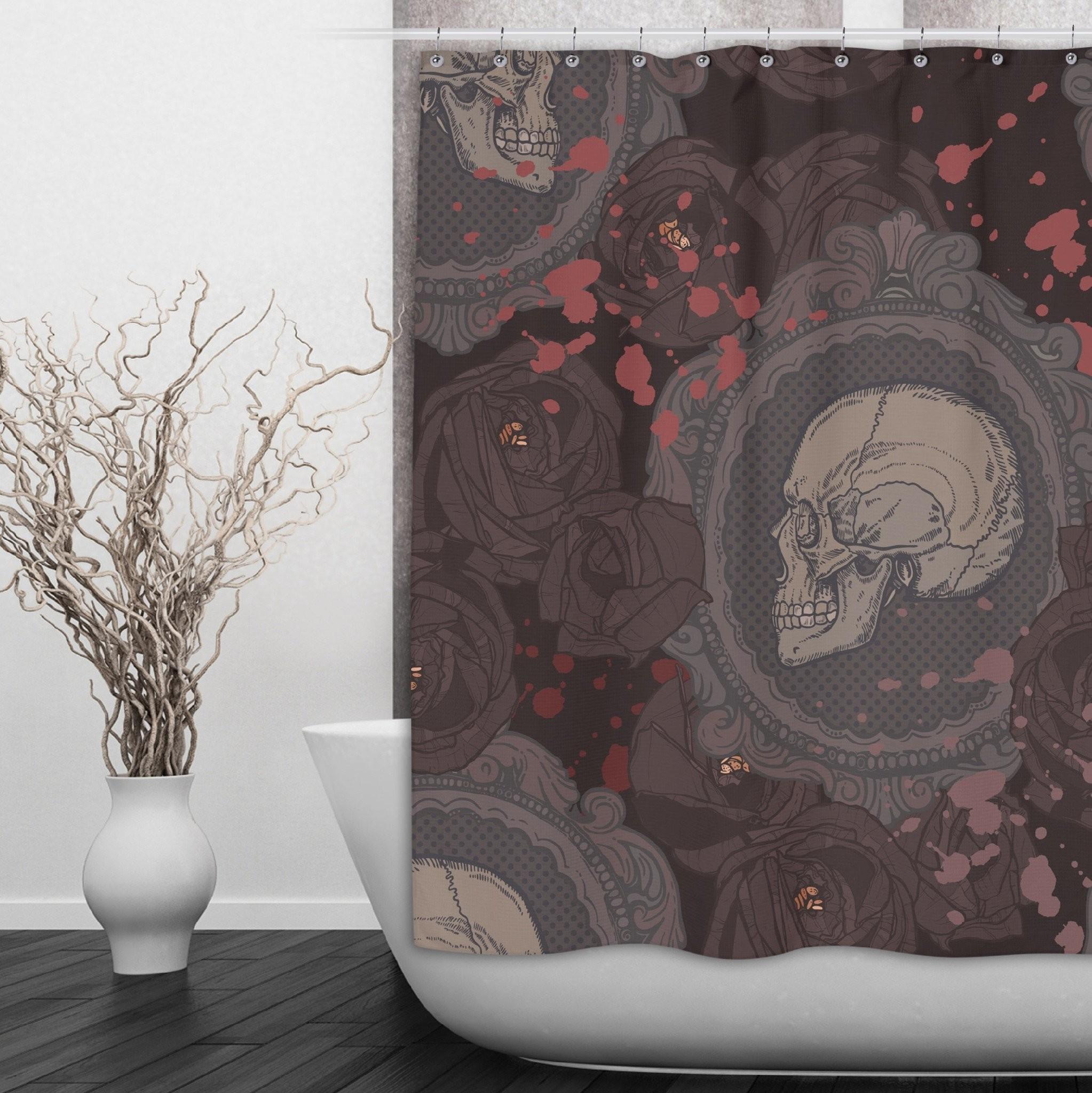 Skull Wallpaper For Home - Raven Shower Curtain - HD Wallpaper 