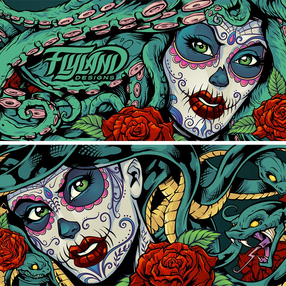 Medusa With A Sugar Skull Face A - Medusa Sugar Skull - HD Wallpaper 