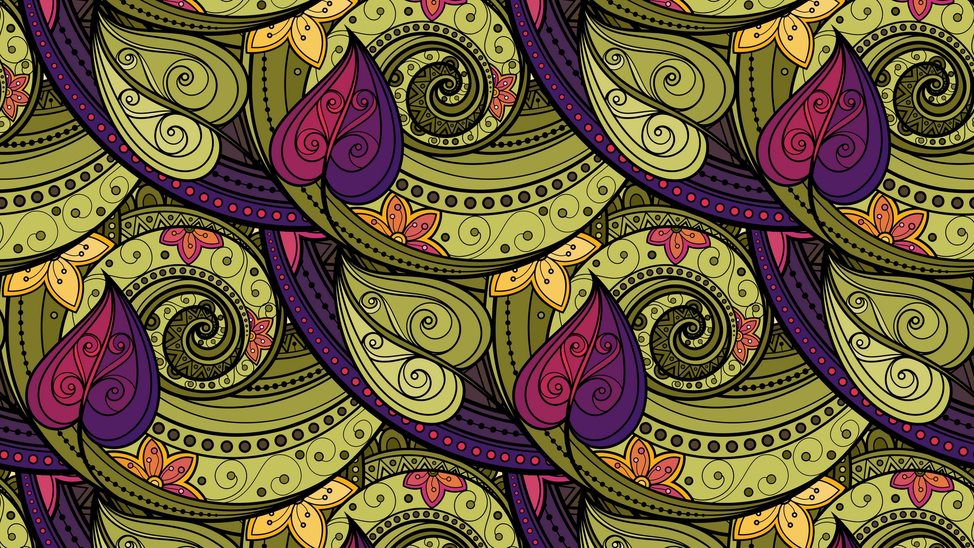 Wallpaper Patterns, Doodles, Twirled, Leaves - High Resolution Psychedelic Art Background - HD Wallpaper 