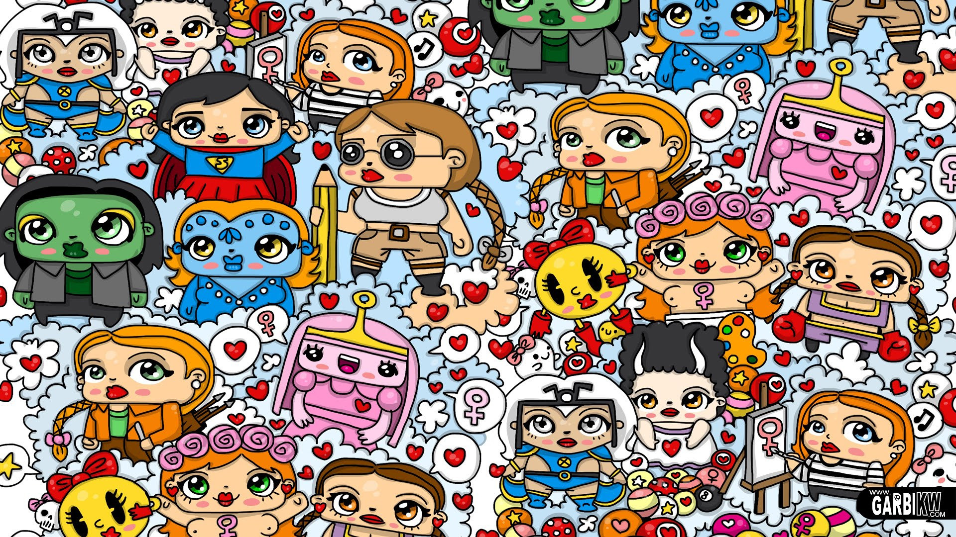 Graffiti Doodle Wallpaper Superwomen Kawaii Graffiti - HD Wallpaper 