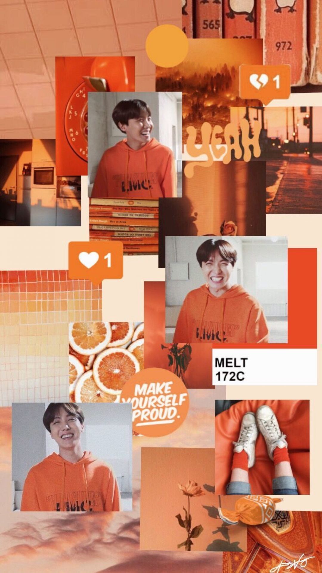 Orange Bts Aesthetic - Make Aesthetic Photo Collage - 1080x1918 Wallpaper -  