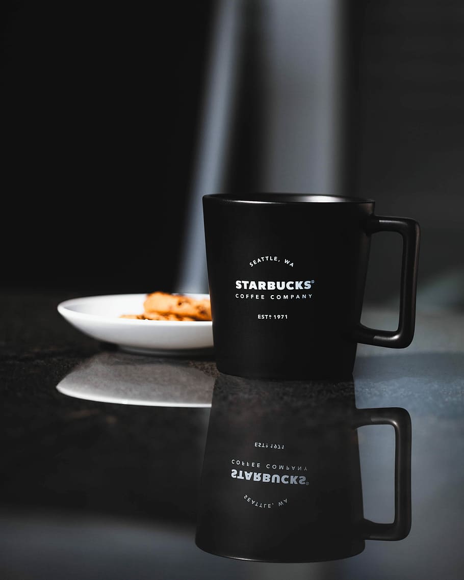 “coffee”, Black And White Starbucks Ceramic Mug, Minimalism, - Coffee - HD Wallpaper 