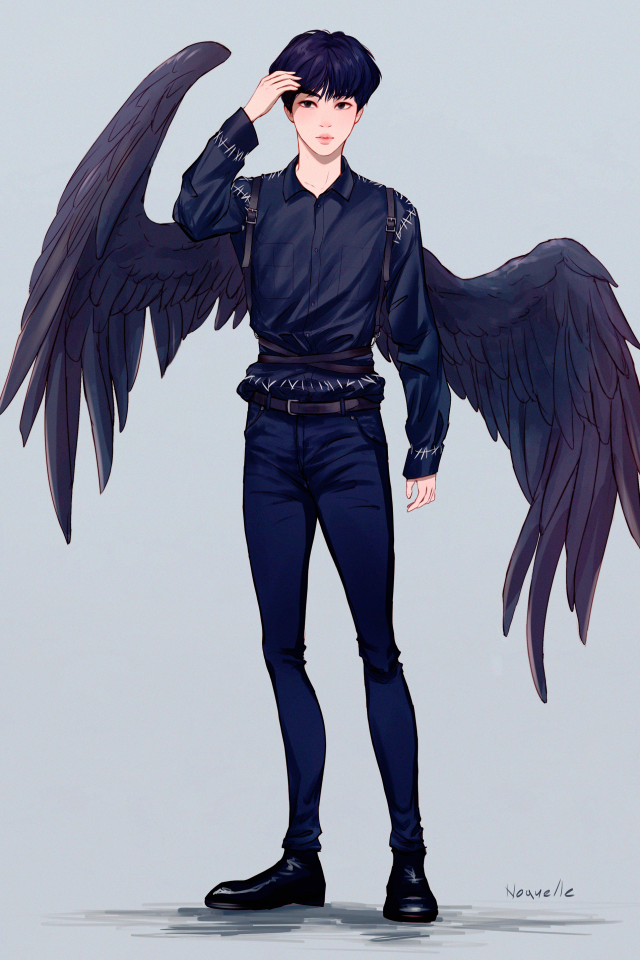 Bts Kim Seok Jin Wings Anime Style Korean Singer Bts Anime 640x960 Wallpaper Teahub Io