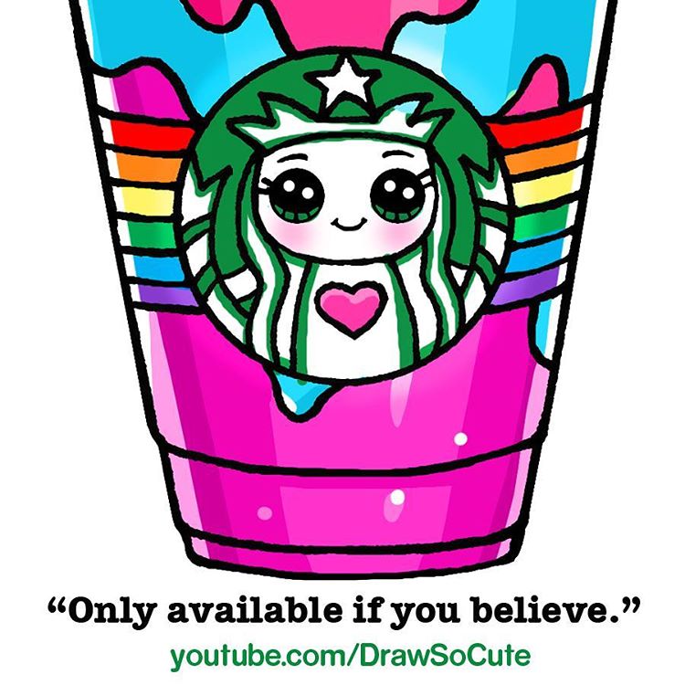 Drawn Starbucks Outline - Unicorn Cute Drawings Of Girls - HD Wallpaper 