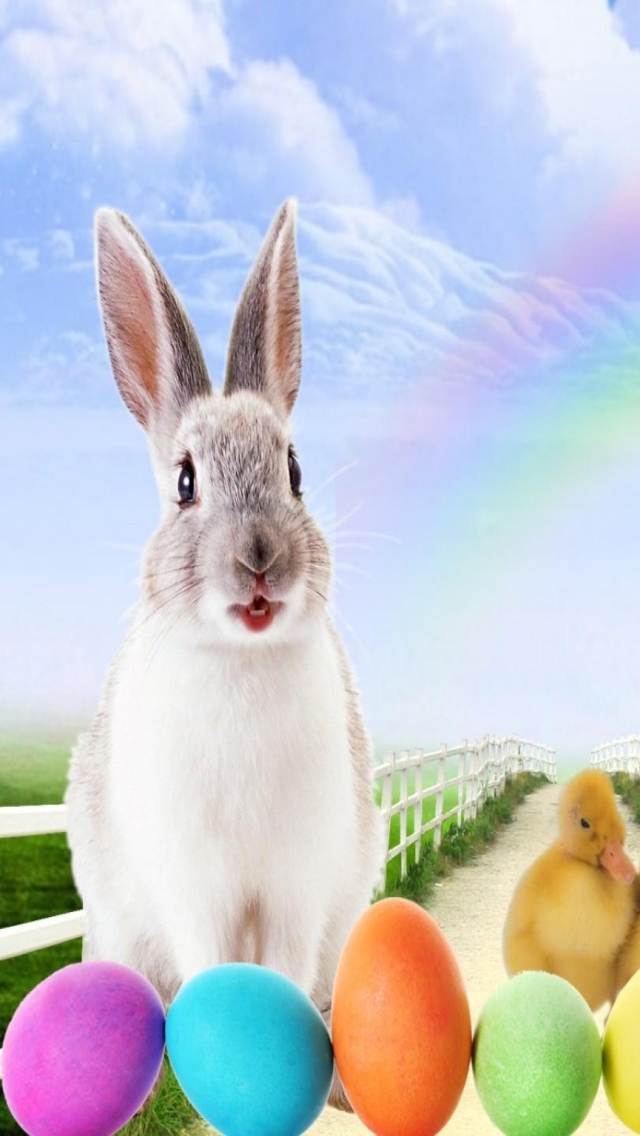 Easter Background With Bunnies - HD Wallpaper 