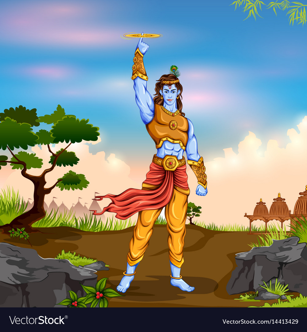 Lord Krishna Sudarshan Chakra - HD Wallpaper 