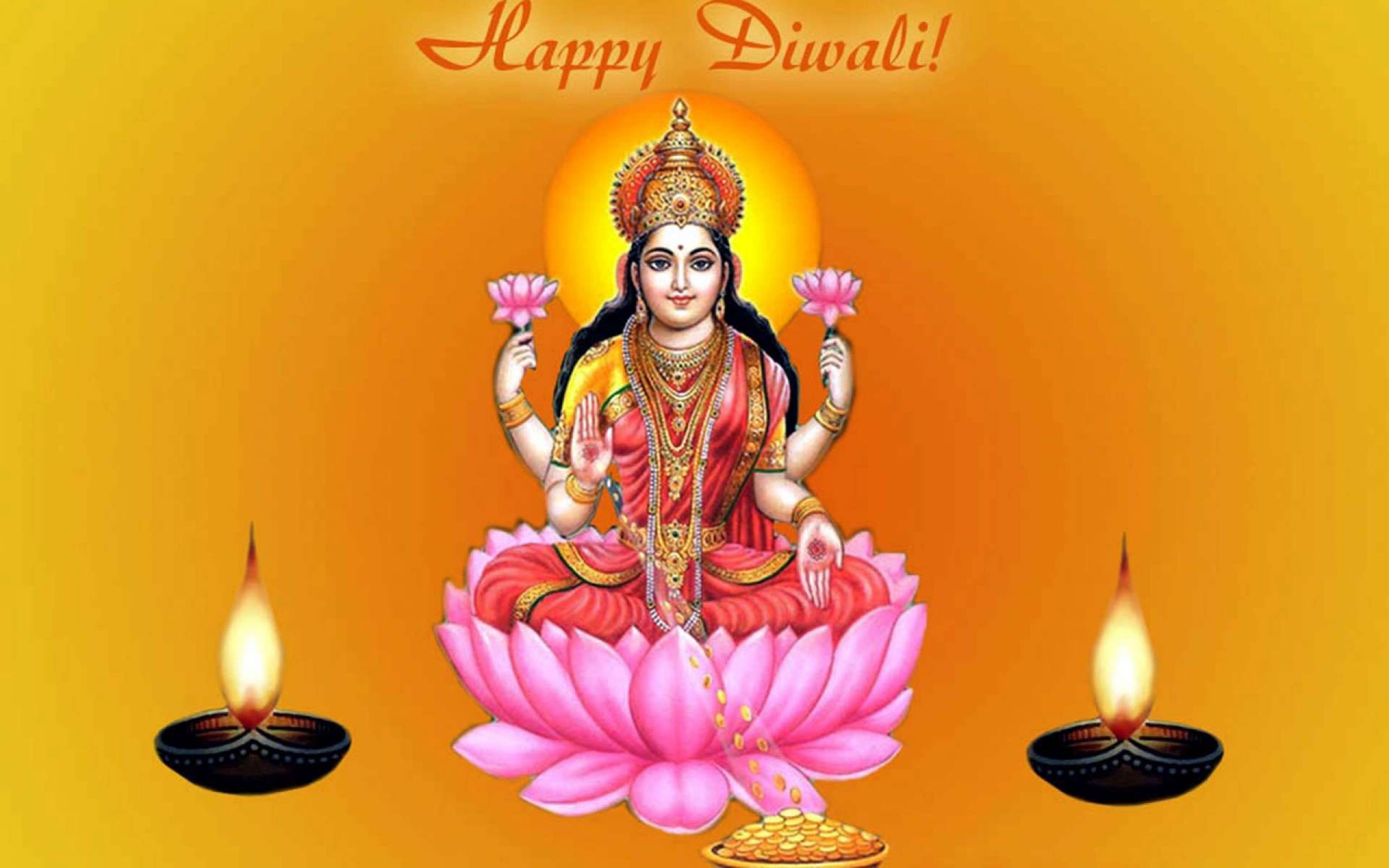 Lakshmi Wallpaper - Happy Diwali With Laxmi - HD Wallpaper 