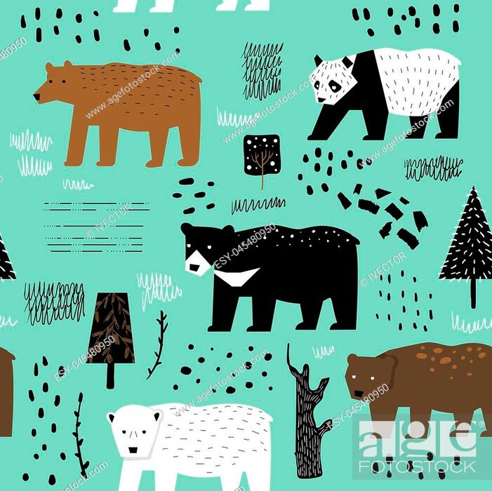 Seamless Pattern With Cute Bears - Papel De Regalo Osos - HD Wallpaper 