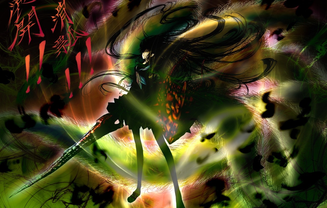 Photo Wallpaper Girl, Sword, Anime, Art, Shield, Nurarihyon - Hagoromo Kitsune - HD Wallpaper 