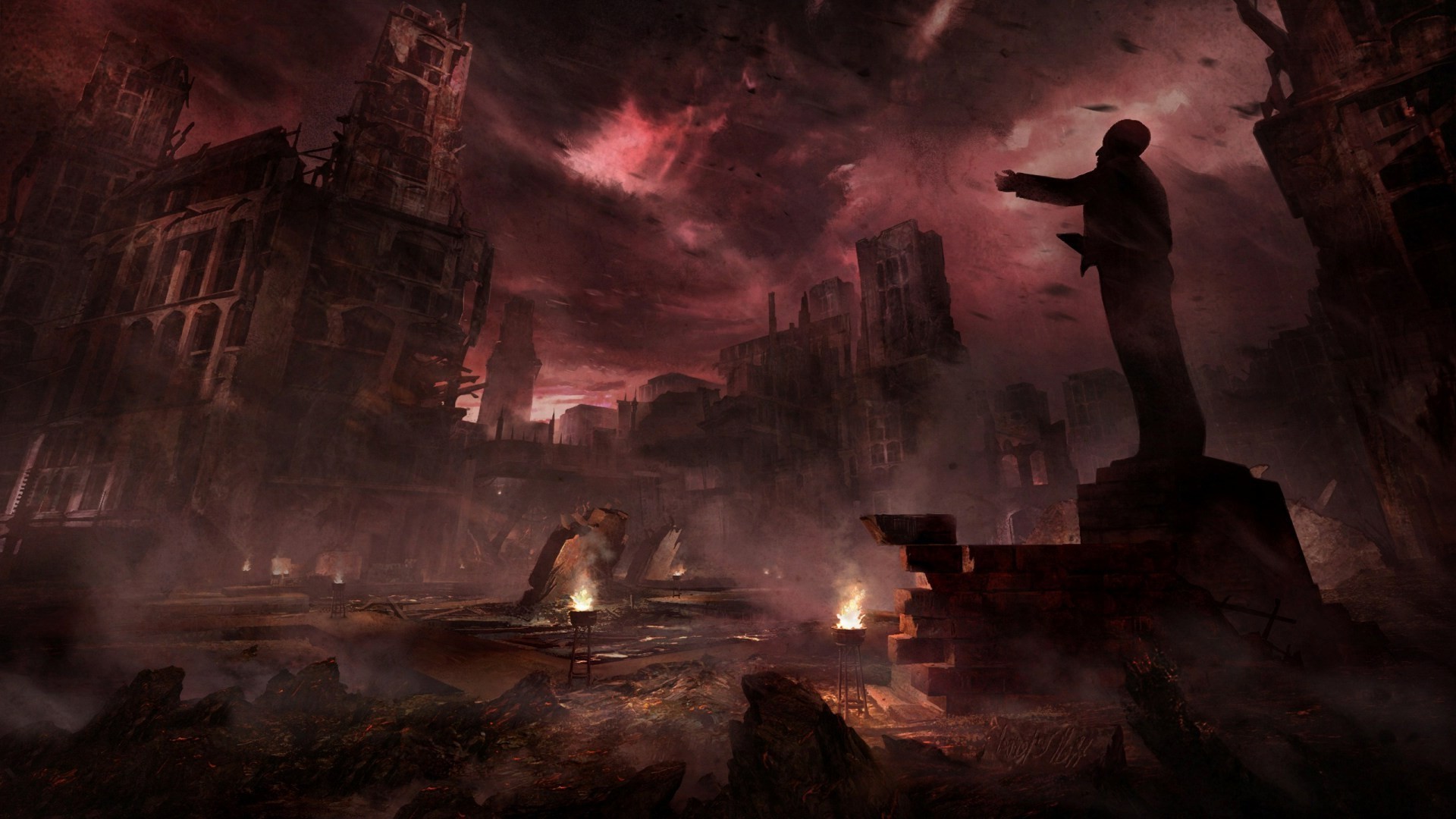 The Secret World, Video Games, Concept Art, Statue, - Background The Secret World City - HD Wallpaper 