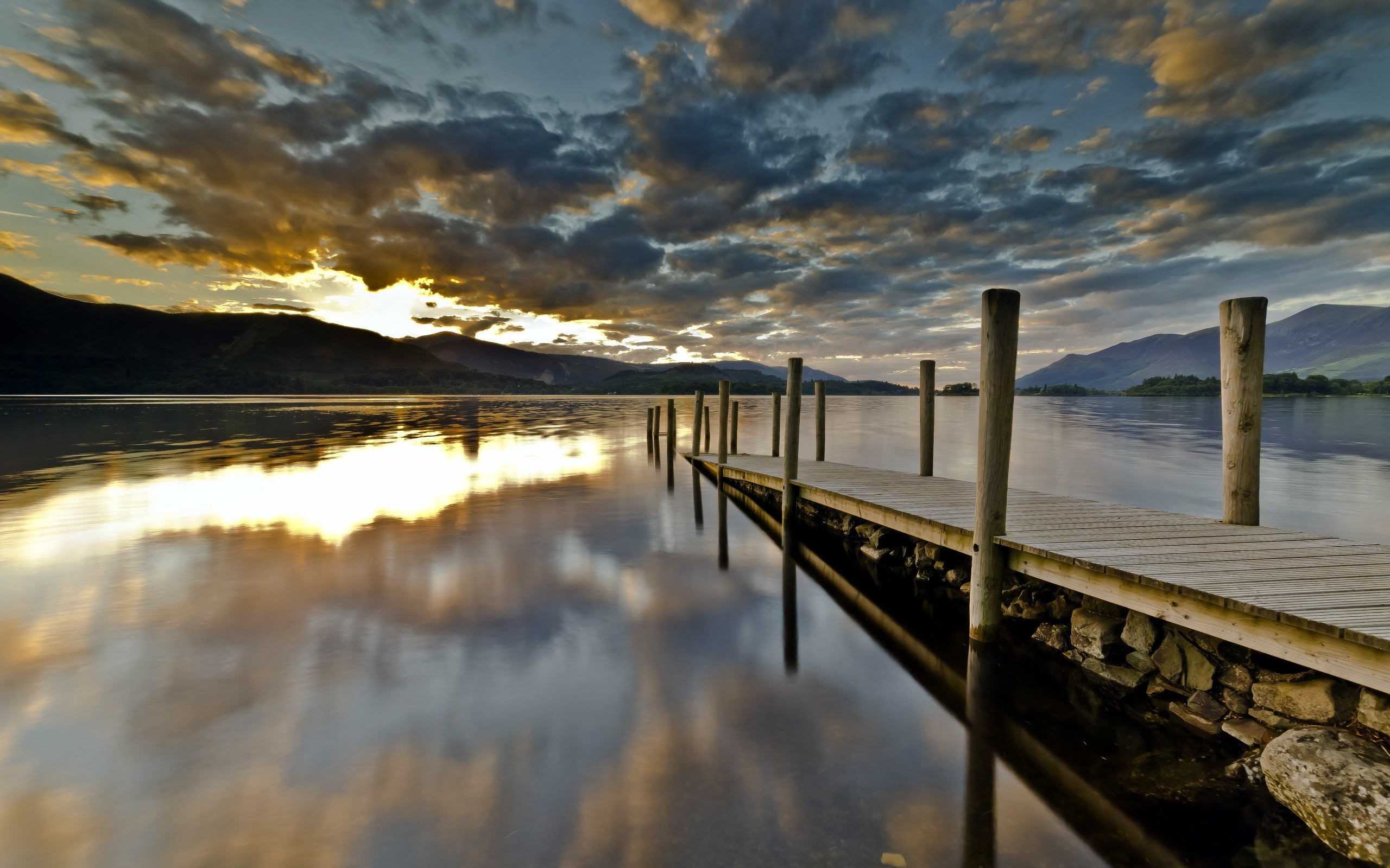 Lake Background With Dock - HD Wallpaper 