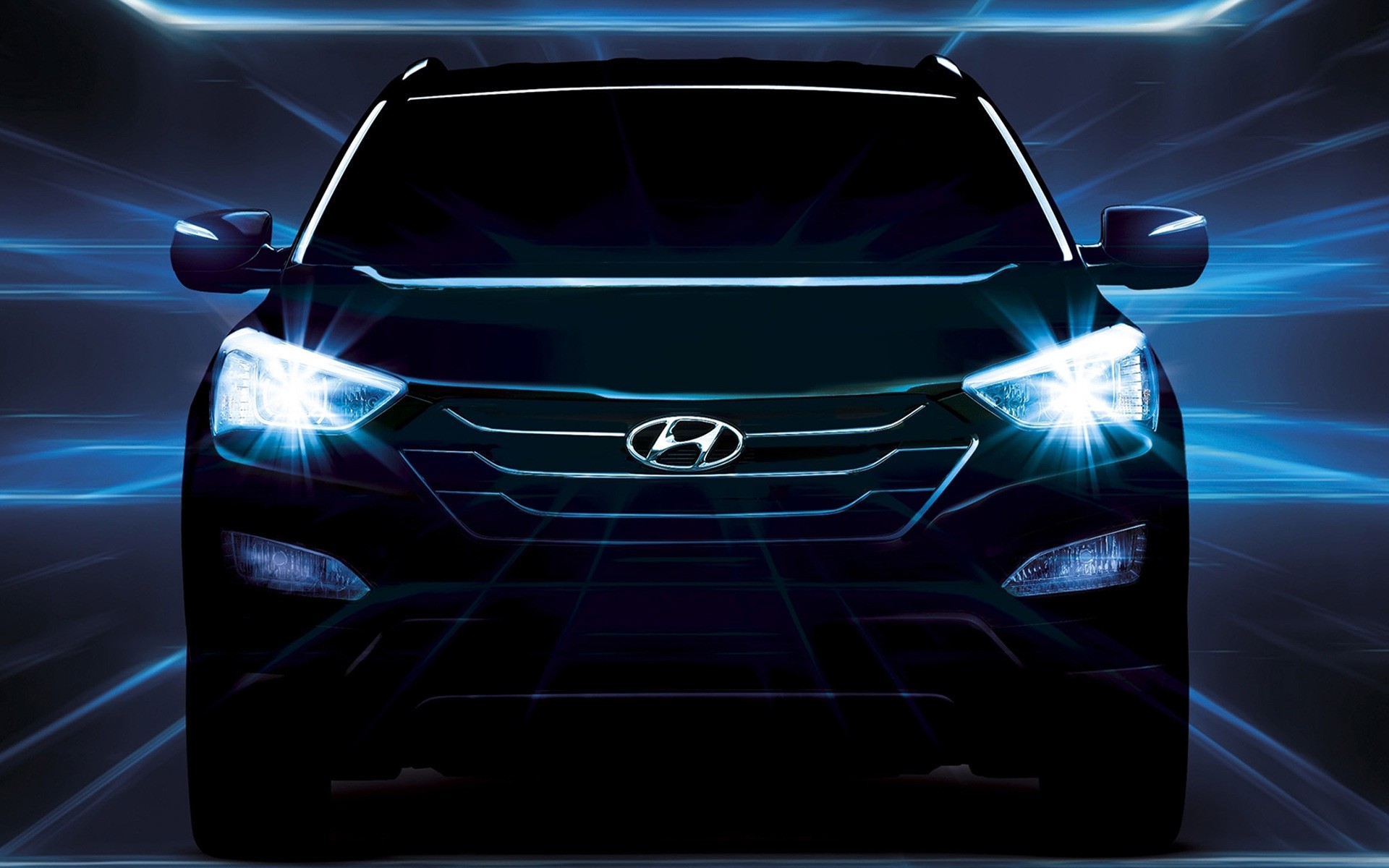 Hyundai Car Light Hyundai Santa Fe - 2015 Hyundai Santa Fe With Lights - HD Wallpaper 
