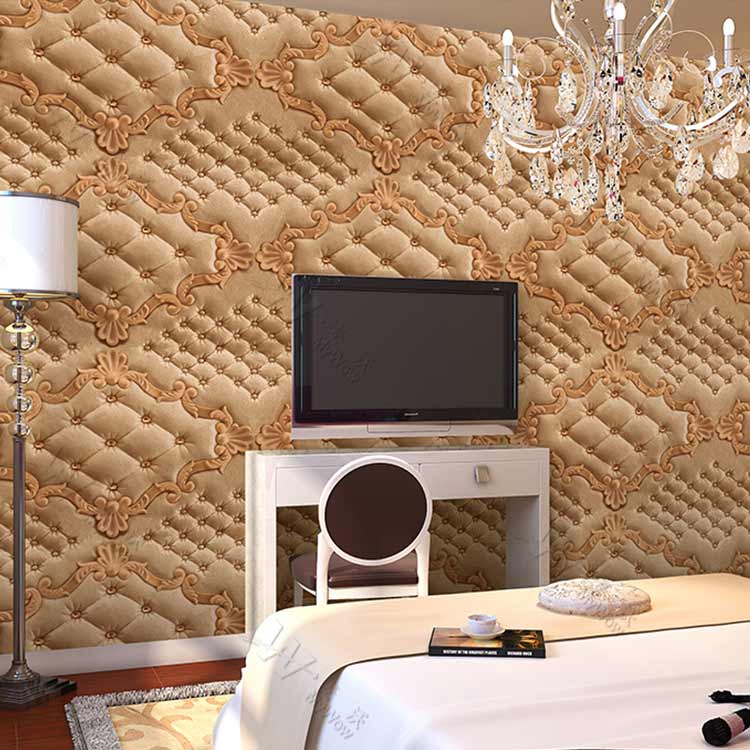Bedroom Decoration Realistic Effect 3d Leather Design - Wall - HD Wallpaper 