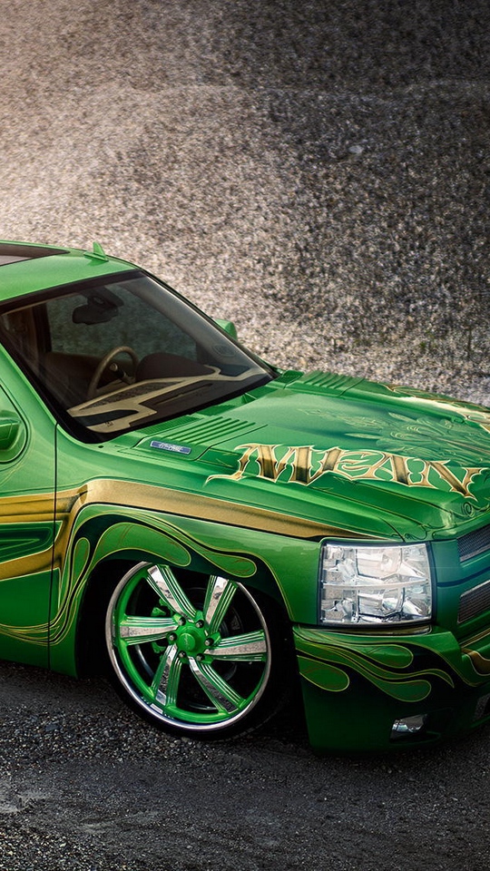 Wallpaper Chevrolet, Silverado, Lowrider, Pickup, Green - Gmc Low Trucks - HD Wallpaper 