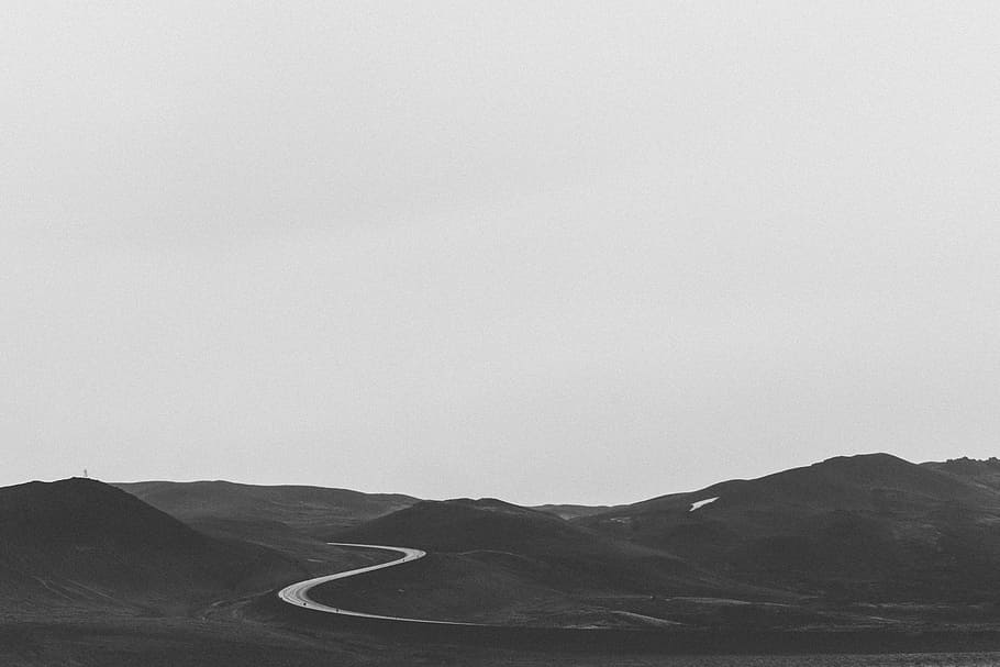 Landscape Photograph Of Winding Road, Lonely, Emotional, - Black And White Hill - HD Wallpaper 