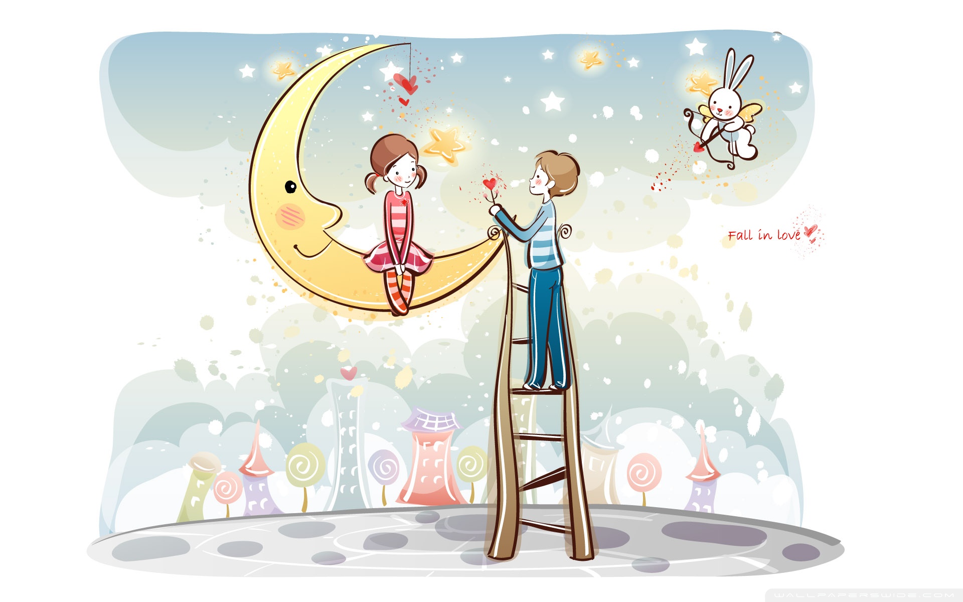 Couple Cartoon - HD Wallpaper 