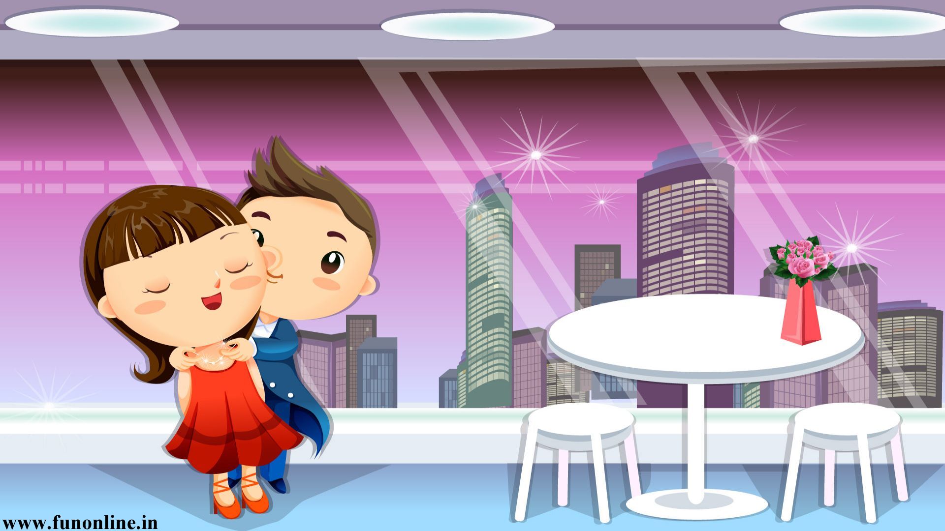 Romantic Cartoon Couple Hd Wallpaper Wp2009440 - Couple - HD Wallpaper 