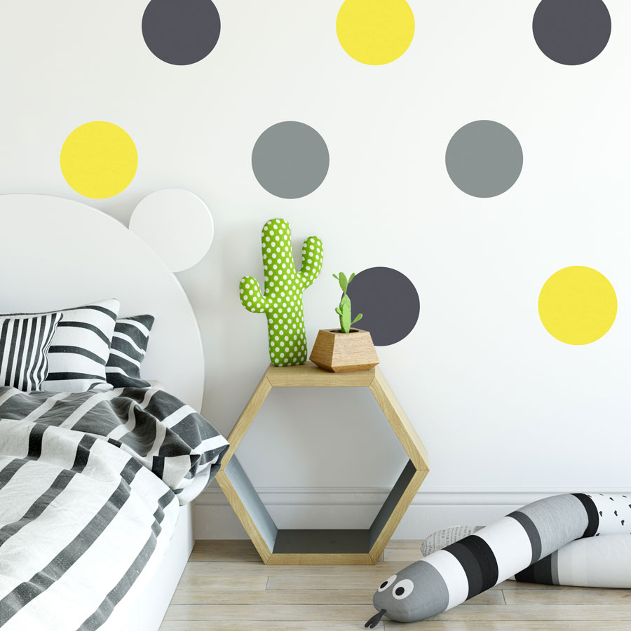 Grey, Dark Grey And Yellow Circle Wall Stickers - Circle Wall Stickers - HD Wallpaper 
