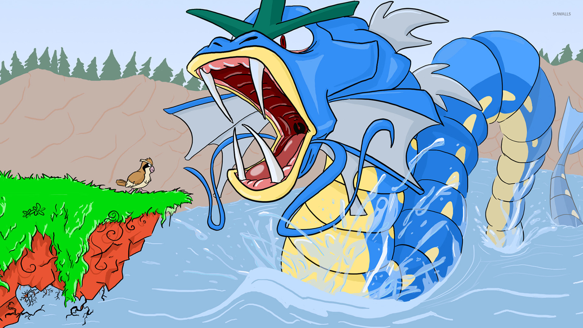 Gyarados Vs Pidgey - HD Wallpaper 