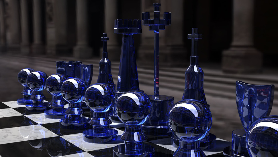Chess, Glass, Kjasi, Game, Chess Set, Strategy, Blue - Chess Game Hd Wallpaper Download - HD Wallpaper 