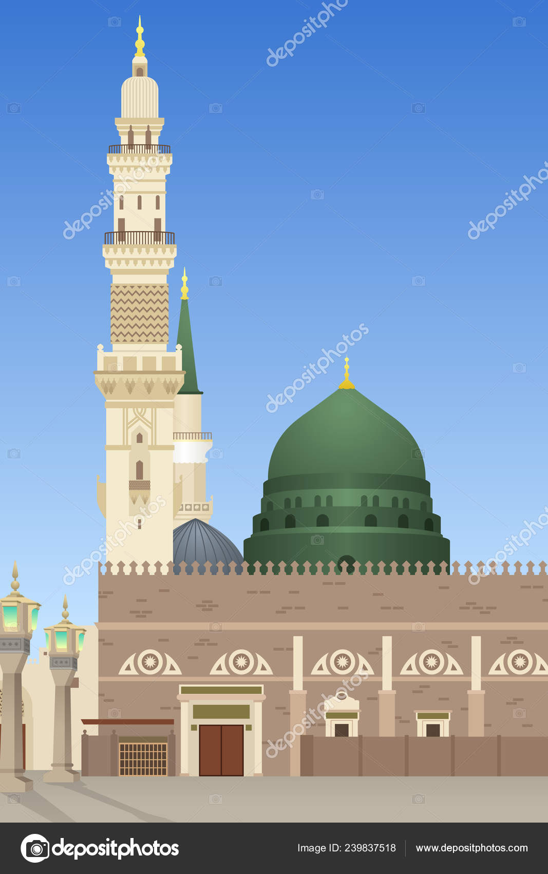 Masjid Al Nabawi Illustration - HD Wallpaper 