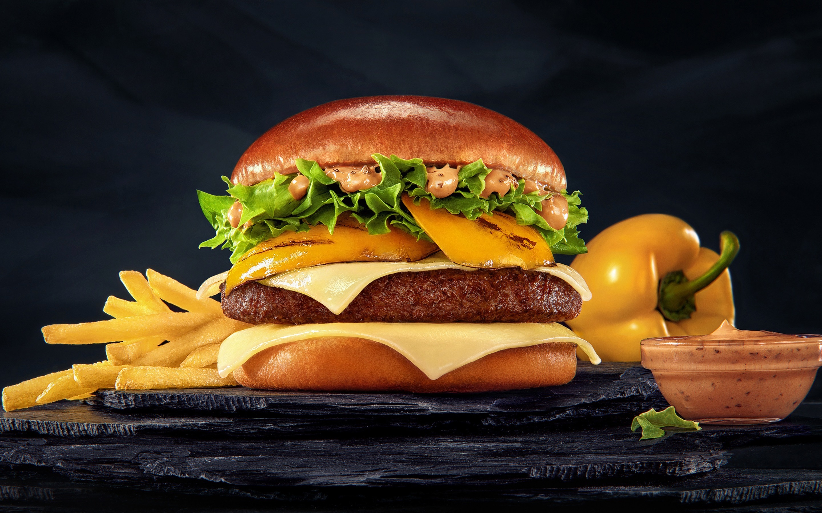 Wallpaper Hamburger, Meat, French Fries, Fast Food - Fast Food Web Design - HD Wallpaper 