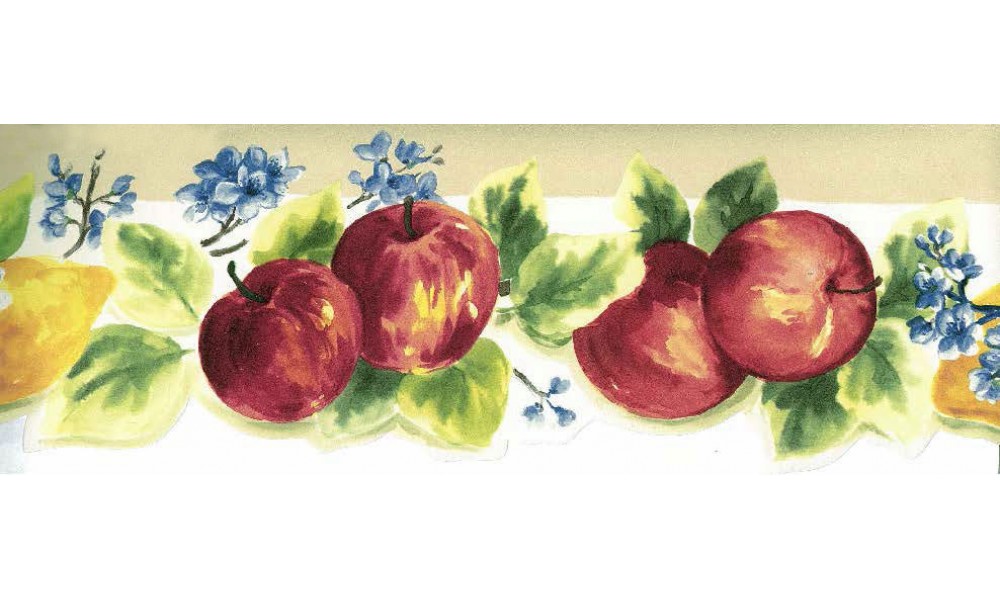 Apple Blue Flowers Wallpaper Border - Wallpaper - HD Wallpaper 