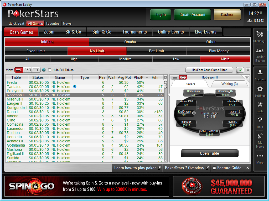 Pokerstars Cash Games Lobby - Pokerstars Us - HD Wallpaper 
