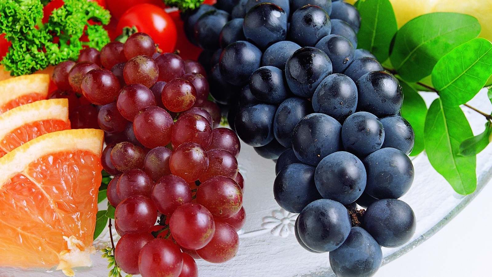 Wallpaper Grape, Orange, Fruit - ส้ม องุ่น - HD Wallpaper 