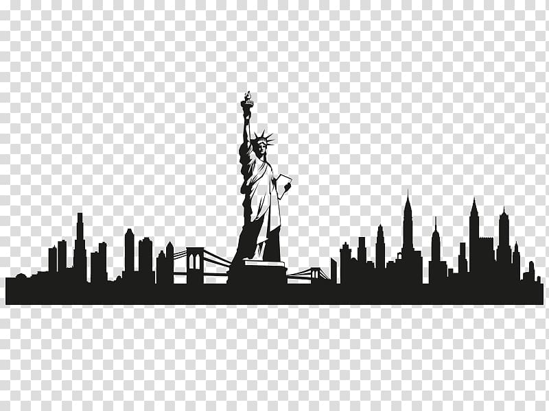 Statue Of Liberty Skyline Wall Decal Sticker, Statue - Statue Of Liberty Skyline Silhouette - HD Wallpaper 