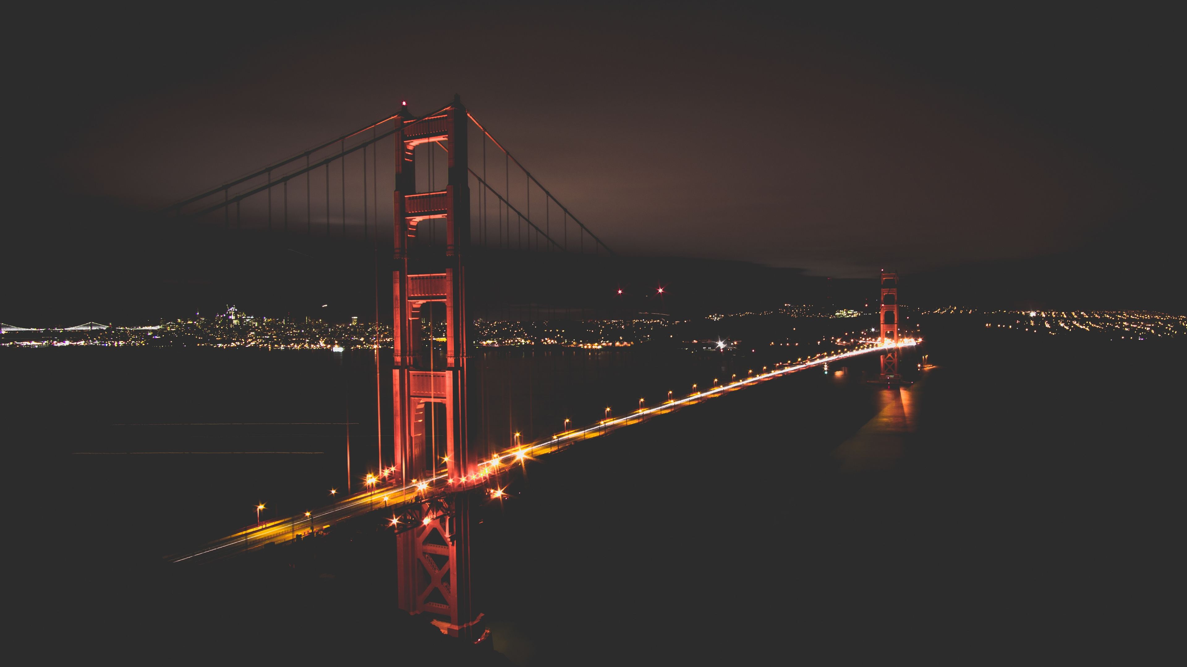 Golden Gate Bridge At Night Time - Golden Gate Bridge - HD Wallpaper 